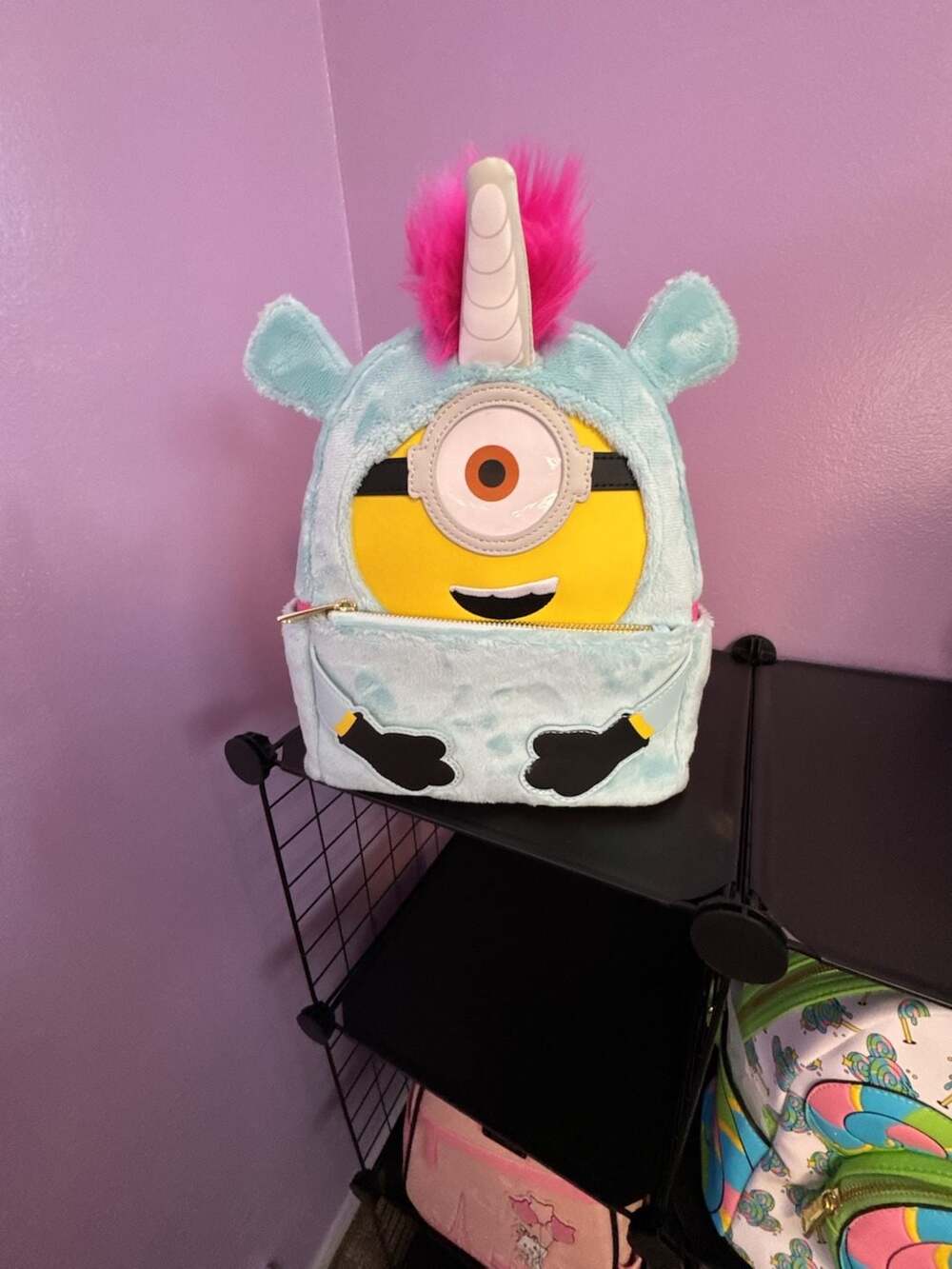 Loungefly Minions Fluffy Unicorn Costume Plush Mini Backpack